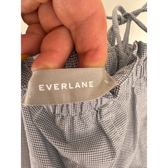 Everlane The Flowy Gingham Strappy Wide-Leg Jumpsuit - Blue & White, Sm - Picture 6 of 8